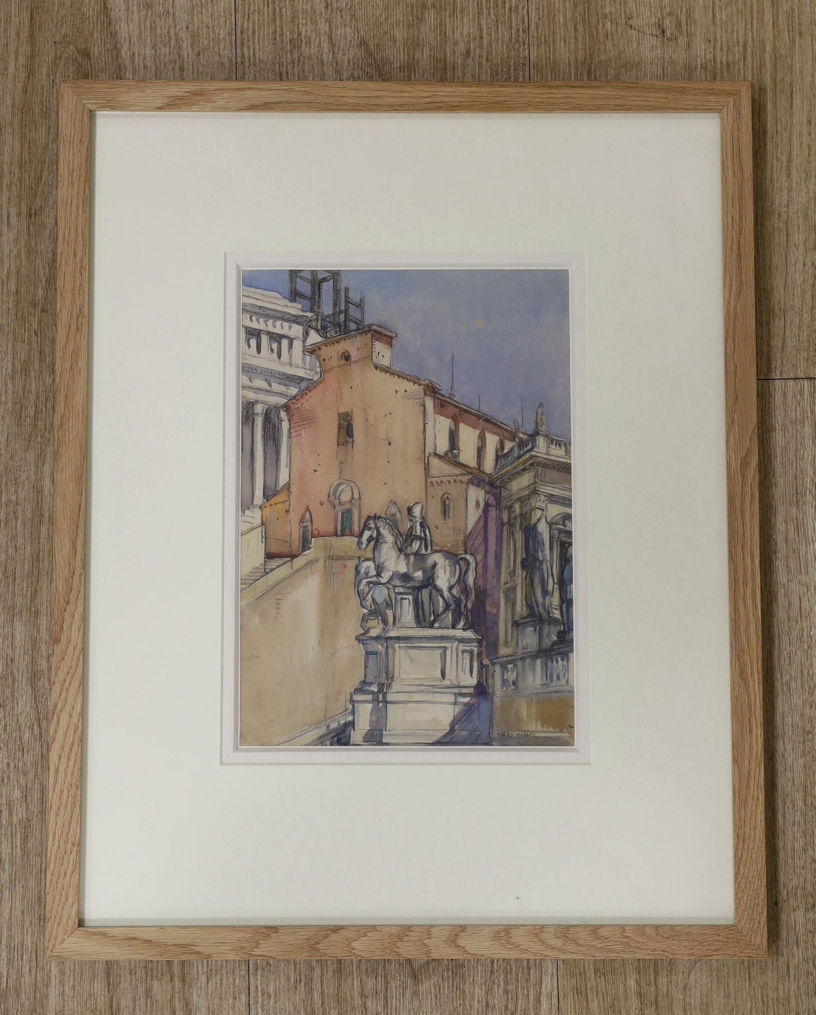 Harry Morley (1881-1943), pencil and watercolour, The Capitoline Hill, signed, 28 x 20cm